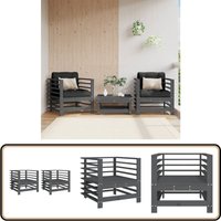 Gartenstühle 2 Stk. Grau Massivholz Kiefer - Gartenstühle - Holzmöbel - Kiefernholz Möbel - Lounge Set - Terrassentisch von VIDAXL