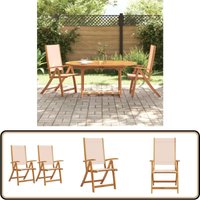 Vidaxl - Gartenstühle 2 Stk. Klappbar Massivholz Akazie und Textilene - Gartenstühle - Holz Gartenmöbel - Akzidenzholzmöbel - Outdoor Möbel von VIDAXL