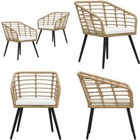 Gartenstühle 2 Stk. mit Auflagen Poly Rattan Eiche - Gartenstühle - Outdoor Möbel - Rattan Gartenmöbel - Balkonmöbel - Esszimmerstühle - Home & Living von VIDAXL