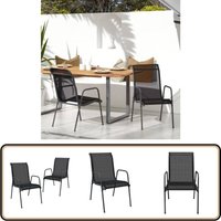 Vidaxl - Gartenstühle 2 Stk. Stahl und Textilene Schwarz - Gartenstühle - Stühlchen Für Den Garten - Esszimmerset Im Freien - Balkonmöbel von VIDAXL