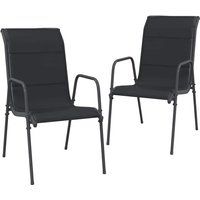 Gartenstühle 2 Stk. Stahl und Textilene Schwarz Vidaxl von VIDAXL