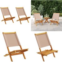 Gartenstühle 2 Stk. Taupe Massivholz Akazie & Stoff - Gartenstühle - Holz Gartenmöbel - Akazienholz Möbel - Gartenmöbel Taupe - Balkonmöbel - Home & von VIDAXL