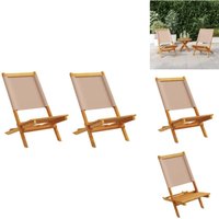 Gartenstühle 2 Stk. Taupe Massivholz Akazie & Stoff - Gartenstühle - Holz Gartenmöbel - Akazienholz Möbel - Gartenmöbel Taupe - Balkonmöbel von VIDAXL