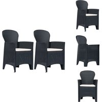 Gartenstühle 2 Stk. mit Kissen Anthrazit Kunststoff Rattan-Optik - Gartensessel - Gartenmöbel - Outdoor Möbel - Kunststoffe Sessel - Rattan Look von VIDAXL