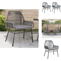 Gartenstühle 2 Stk. mit Kissen Grau Poly Rattan - Gartenstühle - Outdoor Möbel - Balkonmöbel - Rattan Gartenmöbel - Gartenset von VIDAXL