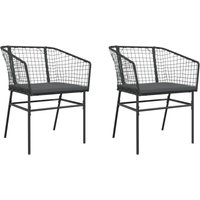Gartenstühle 2 Stk. mit Kissen Schwarz Poly Rattan vidaXL von VIDAXL