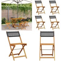 Gartenstühle 4 Stk. Klappbar Schwarz Poly Rattan & Massivholz - Klappstuhl - Gartenstuhl - Outdoor Möbel - Esszimmerstuhl - Terrassentisch - Home & von VIDAXL