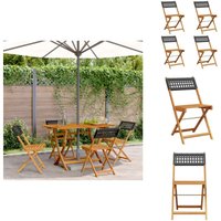 Gartenstühle 4 Stk. Klappbar Schwarz Poly Rattan & Massivholz - Klappstuhl - Gartenstuhl - Outdoor Möbel - Esszimmerstuhl - Terrassentisch Gartenstühle 4 Stk. Klappbar Schwarz Poly Rattan & Massivholz - Klappstuhl - Gartenstuhl - Outdoor Möbel - Esszimmerstuhl - Terrassentisch von VIDAXL