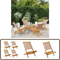 Gartenstühle 4 Stk. Klappbar Taupe Stoff und Massivholz - Klappstuhl - Gartenstuhl - Esszimmerstuhl - Holzstuhl - Akazienholz Gartenstühle 4 Stk. Klappbar Taupe Stoff und Massivholz - Klappstuhl - Gartenstuhl - Esszimmerstuhl - Holzstuhl - Akazienholz von VIDAXL