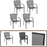 Gartenstühle 4 Stk. Mesh-Design Anthrazit Stahl - Gartenstühle - Stapelbare Gartenstühle - Outdoor Möbel - Metall Gartenstühle - Anthrazit Stuhl von VIDAXL