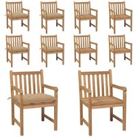 Vidaxl - Gartenstühle 4 Stk. mit Beigen Kissen Massivholz Teak - Gartenstühle - Teakholzmöbel - Outdoormöbel - Gartenmöbelset - Balkonmöbel - Home & von VIDAXL