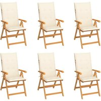 Vidaxl - Gartenstühle 6 Stk. mit Creme Kissen Massivholz Teak von VIDAXL