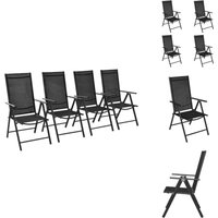 Gartenstühle Klappbar 4 Stk. Aluminium und Textilene Schwarz - Gartensaßsessel - Gartenstühle Klappbar - Outdoor Möbel - Aluminium Gartenstühle von VIDAXL