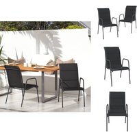 Gartenstühle - Living Gartenstühle 2 Stk. Stahl und Textilene Schwarz von VIDAXL