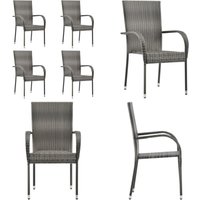 Gartenstühle Stapelbar 4 Stk. Grau Poly Rattan - Gartensaßsessel - Stapelbare Gartenstühle - Gartenmöbel Set - Outdoor Möbel - Rattan Sessel - Home & von VIDAXL