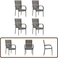 Gartenstühle Stapelbar 4 Stk. Grau Poly Rattan - Gartensaßsessel - Stapelbare Gartenstühle - Gartenmöbel Set - Outdoor Möbel - Rattan Sessel Gartenstühle Stapelbar 4 Stk. Grau Poly Rattan - Gartensaßsessel - Stapelbare Gartenstühle - Gartenmöbel Set - Outdoor Möbel - Rattan Sessel von VIDAXL