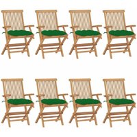 Gartenstühle mit Grünen Kissen 8 Stk. Massivholz Teak vidaXL Gartenstühle mit Grünen Kissen 8 Stk. Massivholz Teak vidaXL von VIDAXL