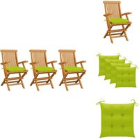 Gartenstühle mit Hellgrünen Kissen 3 Stk. Massivholz Teak - Gartenstühle - Teak Gartenmöbel - Holzstühle - Gartenmöbel Set - Outdoor Furniture Gartenstühle mit Hellgrünen Kissen 3 Stk. Massivholz Teak - Gartenstühle - Teak Gartenmöbel - Holzstühle - Gartenmöbel Set - Outdoor Furniture von VIDAXL