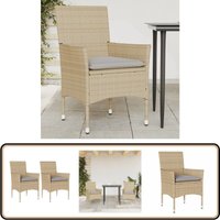 Gartenstühle mit Kissen 2 Stk. Beige Poly Rattan - Gartenstühle - Outdoor Möbel - Rattan Gartenmöbel - Gartenlounge - Balkonmöbel von VIDAXL
