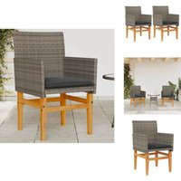 Gartenstühle mit Kissen 2 Stk. Grau Poly Rattan Massivholz - Gartenstühle - Outdoor Furniture - Gartenmöbel - Esszimmerstühle - Balkonmöbel Gartenstühle mit Kissen 2 Stk. Grau Poly Rattan Massivholz - Gartenstühle - Outdoor Furniture - Gartenmöbel - Esszimmerstühle - Balkonmöbel von VIDAXL