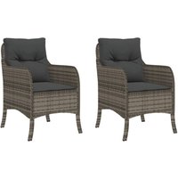 Gartenstühle mit Kissen 2 Stk. Grau Poly Rattan Vidaxl von VIDAXL