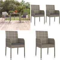 Gartenstühle mit Kissen 2 Stk. Poly Rattan Grau - Gartenstühle - Outdoor Möbel - Rattan Gartenmöbel - Gartenmöbel Set - Balkonmöbel - Home & Living von VIDAXL