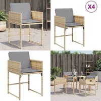Gartenstühle mit Kissen 4 Stk. Beigemischung Poly Rattan - Gartensaison - Gartenmöbel - Gartenstühle - Outdoor Möbel - Lounge Set - Home & Living von VIDAXL