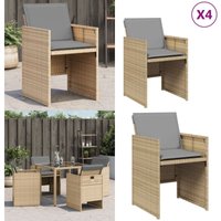 Gartenstühle mit Kissen 4 Stk. Beigemischung Poly Rattan - Gartensaison - Gartenmöbel - Outdoor Möbel - Lounge Set - Esszimmerset - Home & Living von VIDAXL