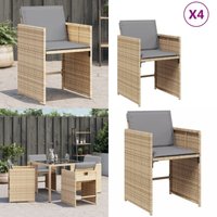 Vidaxl - Gartenstühle mit Kissen 4 Stk. Beigemischung Poly Rattan - Gartenstühle - Outdoor Möbel - Rattan Gartenmöbel - Lounge Chair von VIDAXL