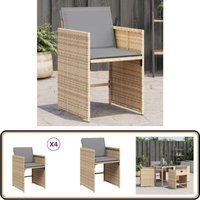 Gartenstühle mit Kissen 4 Stk. Beigemischung Poly Rattan - Gartenstühle - Polyethylen Möbel - Rattan Gartenmöbel - Gartenmöbel Set - Esszimmergarnitur von VIDAXL