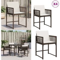 Gartenstühle mit Kissen 4 Stk. Braun Poly Rattan - Gartensaison - Gartenmöbel - Esszimmerset - Balkonmöbel - Terrassenmöbel - Home & Living von VIDAXL