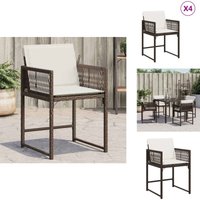 Gartenstühle mit Kissen 4 Stk. Braun Poly Rattan - Gartensaison - Gartenmöbel - Esszimmerset - Balkonmöbel - Terrassenmöbel Gartenstühle mit Kissen 4 Stk. Braun Poly Rattan - Gartensaison - Gartenmöbel - Esszimmerset - Balkonmöbel - Terrassenmöbel von VIDAXL