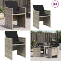 Gartenstühle mit Kissen 4 Stk. Hellgrau Poly Rattan - Gartensaison - Gartenmöbel - Gartenstühle - Outdoor Möbel - Lounge Set - Home & Living von VIDAXL
