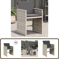Gartenstühle mit Kissen 4 Stk. Hellgrau Poly Rattan - Gartenstühle - Outdoor Möbel - Rattan Gartenmöbel - Gartenmöbel Set - Balkonmöbel Gartenstühle mit Kissen 4 Stk. Hellgrau Poly Rattan - Gartenstühle - Outdoor Möbel - Rattan Gartenmöbel - Gartenmöbel Set - Balkonmöbel von VIDAXL