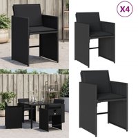 Gartenstühle mit Kissen 4 Stk. Schwarz Poly Rattan - Gartenstühle - Outdoor Möbel - Balkonmöbel - Esszimmerstühle - Lounge Chair - Home & Living von VIDAXL
