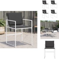 Gartenstühle mit Kissen 4 Stk. Weiß Stahl und Textilene - Gartenstühle - Esszimmerstühle - Balkonmöbel - Terrassenmöbel - Stahleinrichtung Gartenstühle mit Kissen 4 Stk. Weiß Stahl und Textilene - Gartenstühle - Esszimmerstühle - Balkonmöbel - Terrassenmöbel - Stahleinrichtung von VIDAXL