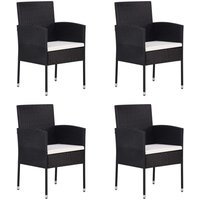 Gartenstühle mit Kissen in Cremeweiß 4 Stk. Schwarz Polyrattan - Vidaxl von VIDAXL