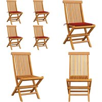 Gartenstühle mit Roten Kissen 4 Stk. Teak Massivholz - Gartensessel - Gartenmöbel - Teak Gartenstuhl - Holzsessel - Outdoor Sessel - Home & Living Gartenstühle mit Roten Kissen 4 Stk. Teak Massivholz - Gartensessel - Gartenmöbel - Teak Gartenstuhl - Holzsessel - Outdoor Sessel - Home & Living von VIDAXL
