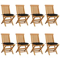 Gartenstühle mit Schwarzen Kissen 8 Stk. Massivholz Teak vidaXL Gartenstühle mit Schwarzen Kissen 8 Stk. Massivholz Teak vidaXL von VIDAXL