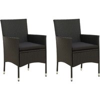 Gartenstühle mit Sitzpolster 2 Stk. Poly Rattan Schwarz vidaXL von VIDAXL