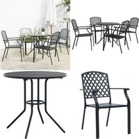 Gartenstuhl-Set 5-tlg. Stapelbar Pulverbeschichteter Stahl - Gartenstuhl Set - Outdoor Möbel - Gartentisch - Stapelbares Stuhl - Metall Gartenmöbel Gartenstuhl-Set 5-tlg. Stapelbar Pulverbeschichteter Stahl - Gartenstuhl Set - Outdoor Möbel - Gartentisch - Stapelbares Stuhl - Metall Gartenmöbel von VIDAXL