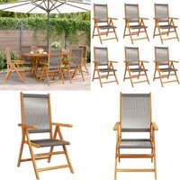 Gartenstuhl Verstellbar 6 Stk. Grau Massivholz Akazie - Gartenstuhl - Holz Gartenstuhl - Esszimmerstuhl - Akazienholz Möbel - Gartenmöbel Set - Home von VIDAXL