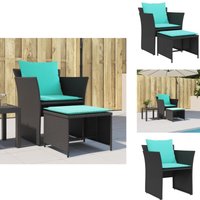 Gartenstuhl mit Fußhocker Schwarz Poly Rattan - Gartenstuhl - Gartenstühle - Outdoor Stuhl - Outdoor Sessel von VIDAXL