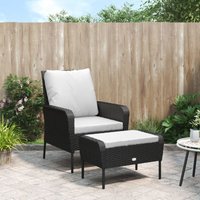 Vidaxl - Gartenstuhl mit Fußhocker Schwarz Poly Rattan 338184 von VIDAXL
