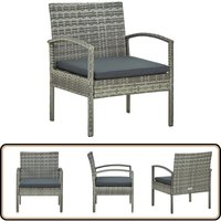 Gartenstuhl mit Kissen Poly Rattan Grau - Gartensessel - Gartenstuhl - Outdoor Möbel - Balkonmöbel - Rattan Gartenstuhl von VIDAXL
