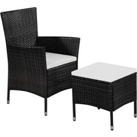 Gartenstuhl und Hocker mit Polstern Poly Rattan Schwarz vidaXL506745 von BONNEVIE