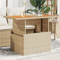 Gartentisch Beige 100x55x73 cm Poly Rattan und Akazienholz - Vidaxl von VIDAXL