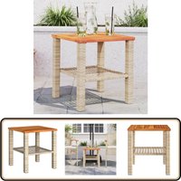 Gartentisch Beige 40x40x42 cm Poly Rattan Akazienholz - Gartentisch - Esstisch - Terrassenmöbel - Gartenmöbel - Rattan Tisch von VIDAXL