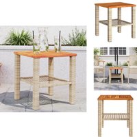 Gartentisch Beige 40x40x42 cm Poly Rattan Akazienholz - Gartentisch - Esstisch - Terrassenmöbel - Gartenmöbel - Rattan Tisch von VIDAXL