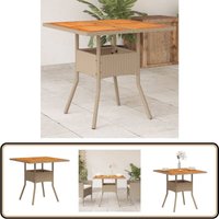 Gartentisch Beige 80x80x75 cm Poly Rattan Akazienholz - Gartentisch - Esstisch - Outdoortisch - Terrassenmöbel - Gartenmöbelset von VIDAXL
